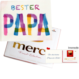 Persönliche Grußkarte mit Merci: Bester Papa (250g)