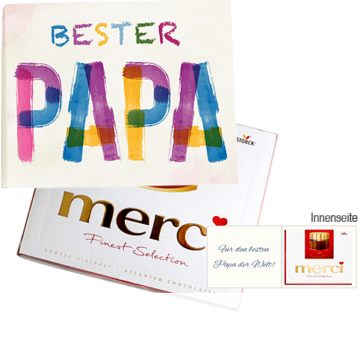 Persönliche Grußkarte mit Merci: Bester Papa (250g)
