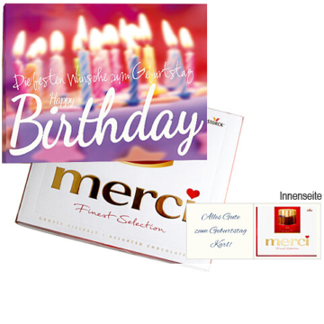 Persönliche Grußkarte mit Merci: Happy Birthday (250 g)