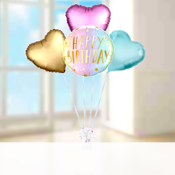 Heliumballon-Geschenk ?Happy Birthday? Rainbow Pastell Set