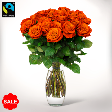 Orange Fairtrade Rosen im Bund