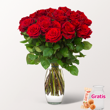 20 rote Valentinstags-Rosen im Bund